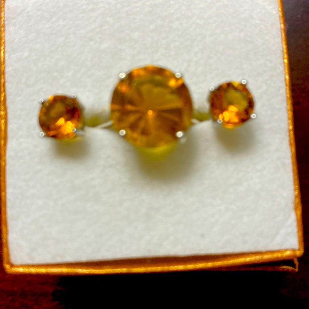 Citrine ring (Size 5) with matching earrings